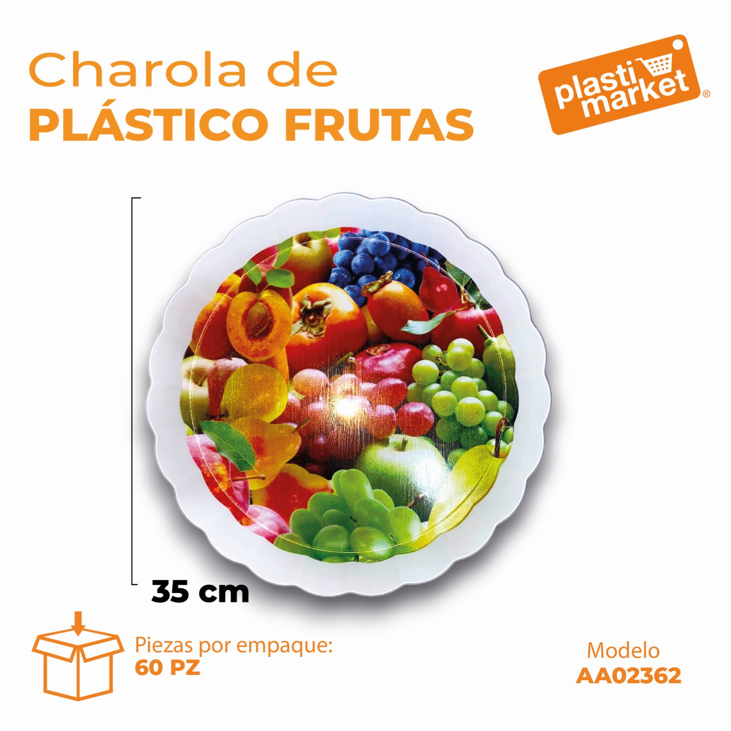 AA-0236-2 CHAROLA DE PLASTICO FRUTAS 35 CM.