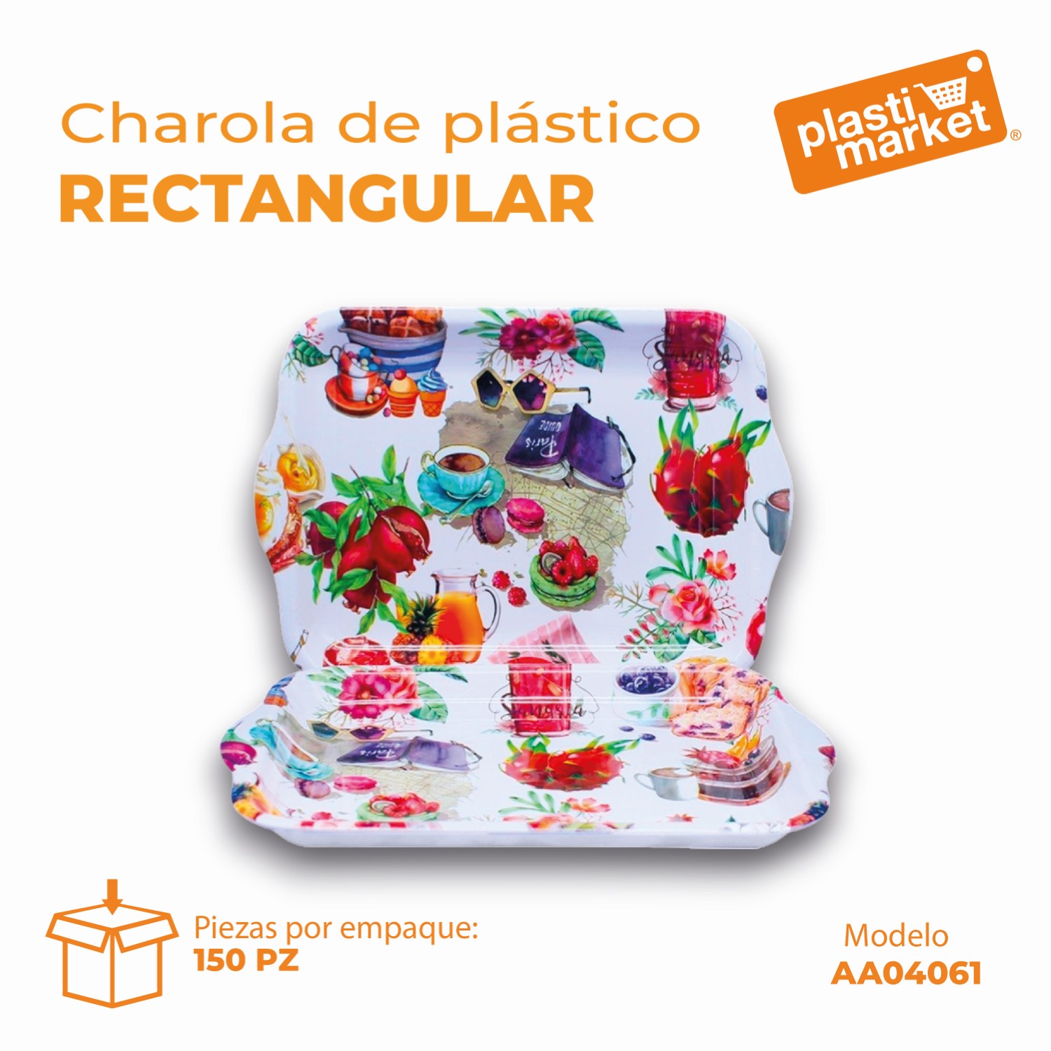 AA-0406-1 CHAROLA DE PLASTICO RECTANGULAR