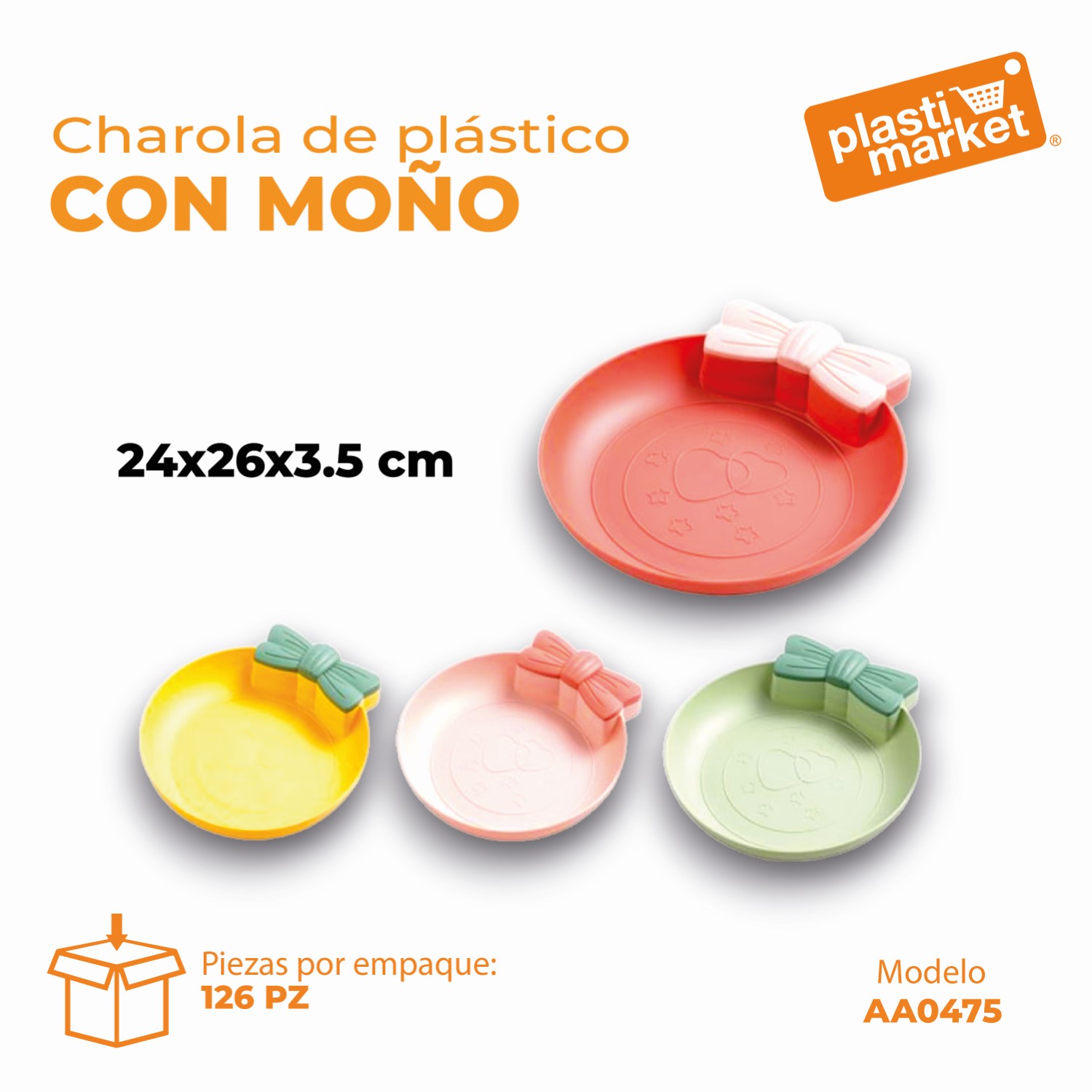 AA-0475 CHAROLA DE PLASTICO C/MOÑO  "OFERTA"