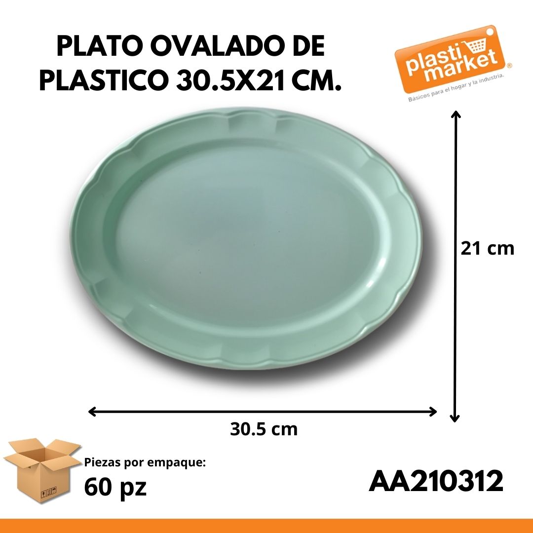 AA-2103-12 PLATO OVALADO DE PLASTICO 30.5X21 CM.