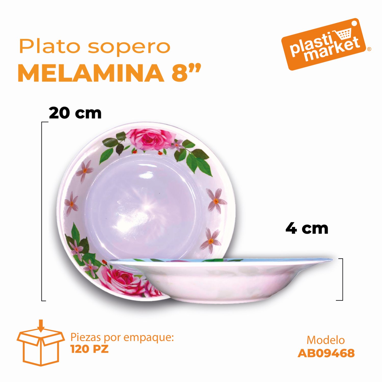 AB-0946-8 PLATO SOPERO MELAMINA 8"
