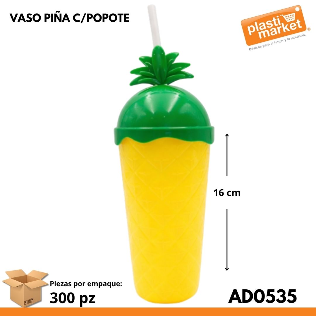 AD-0535 VASO PIÑA C/POPOTE