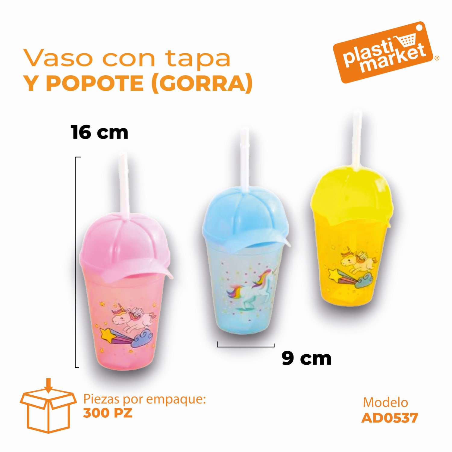 AD-0537 VASO C/TAPA Y POPOTE (GORRA)