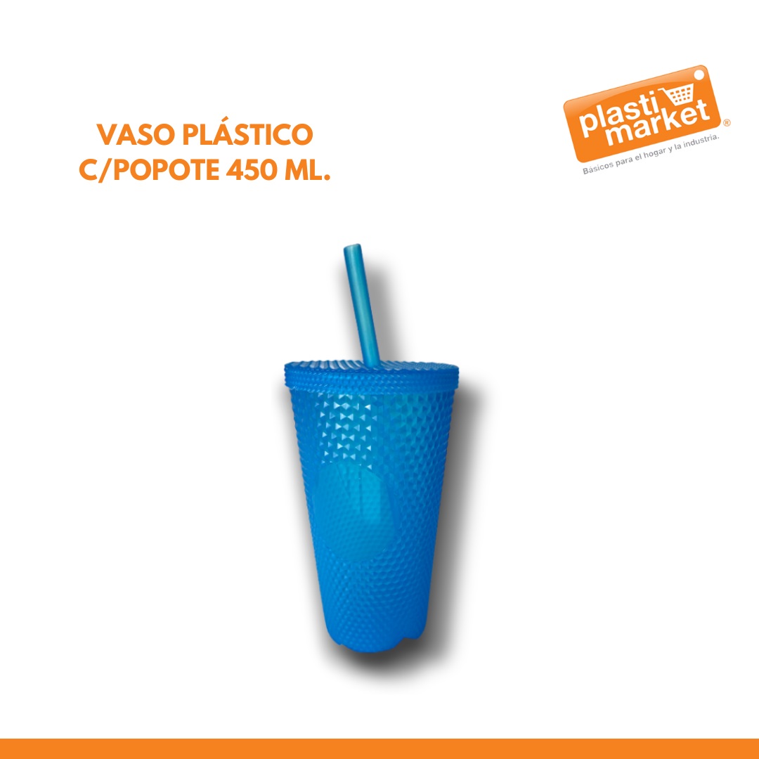 AD-0581-1 VASO PLASTICO C/POPOTE 450 ML.