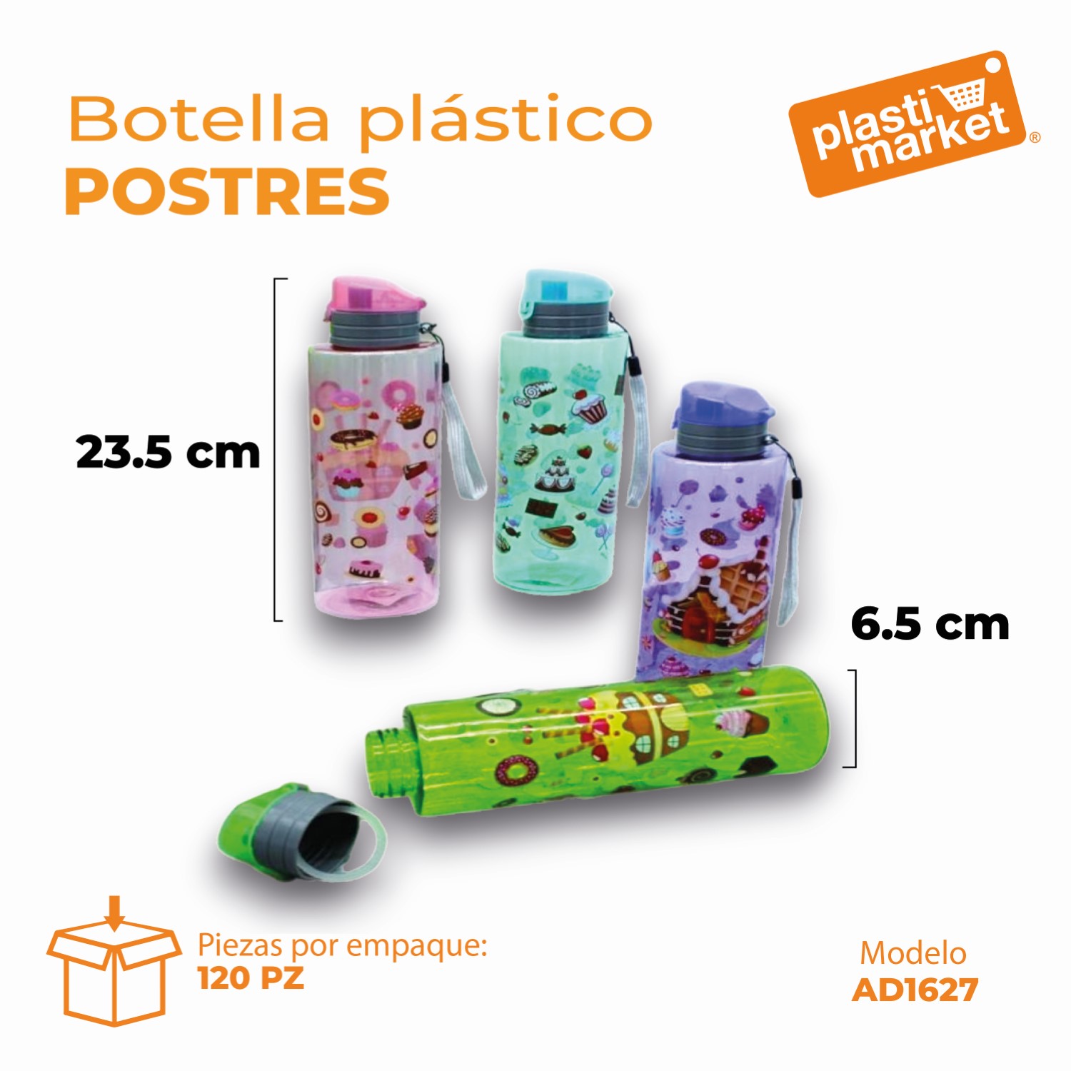 AD-1627 BOTELLA DE PLASTICO POSTRES