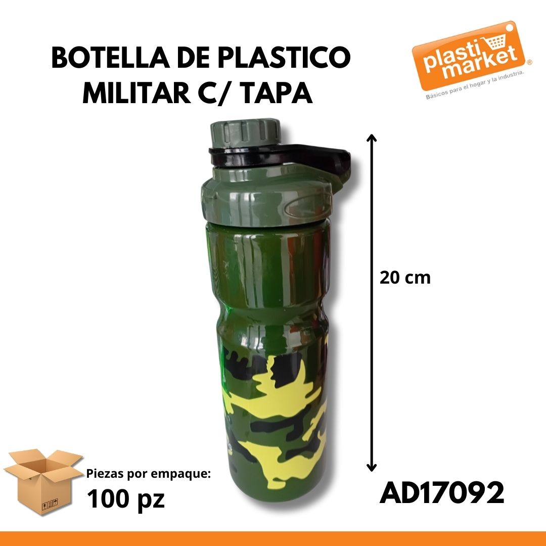 AD-1709-2 BOTELLA DE PLASTICO MILITAR C/TAPA