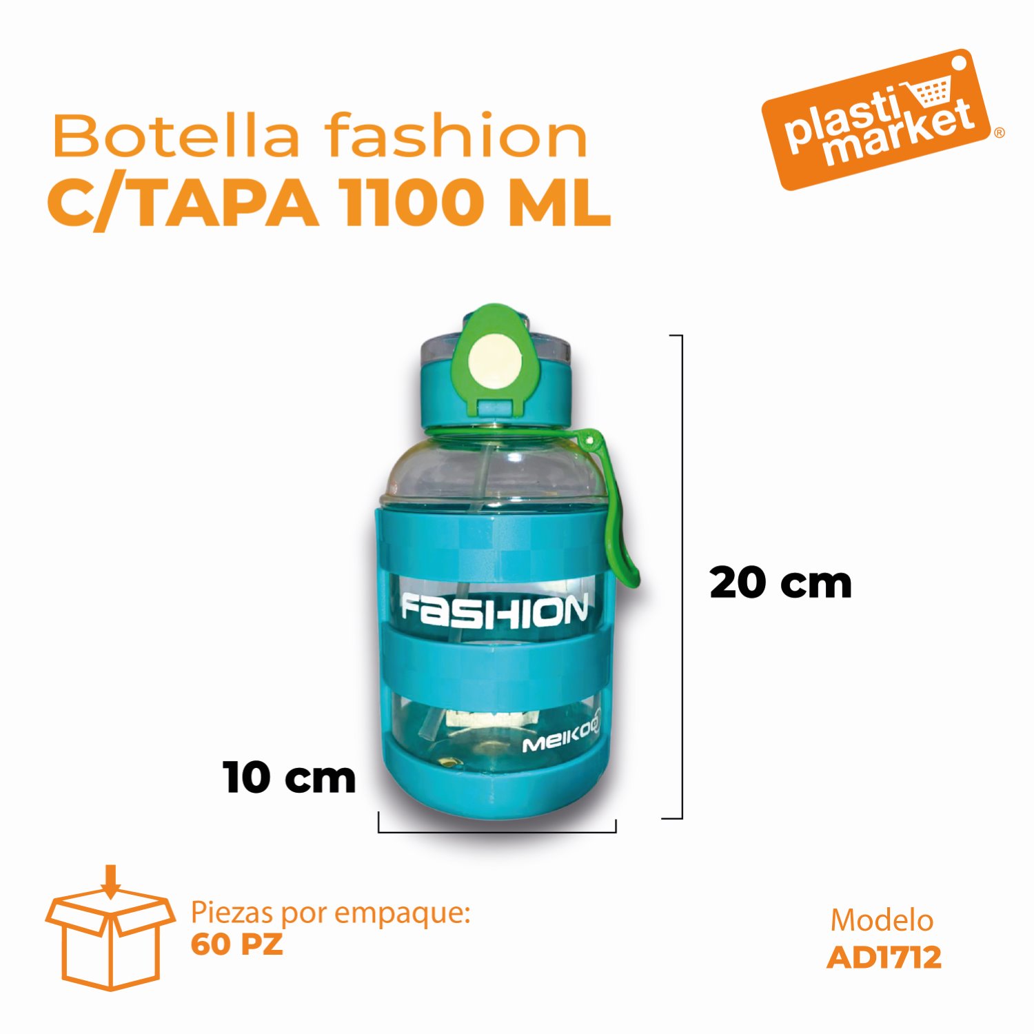 AD-1712 BOTELLA FASHION C/TAPA 1100 ML.
