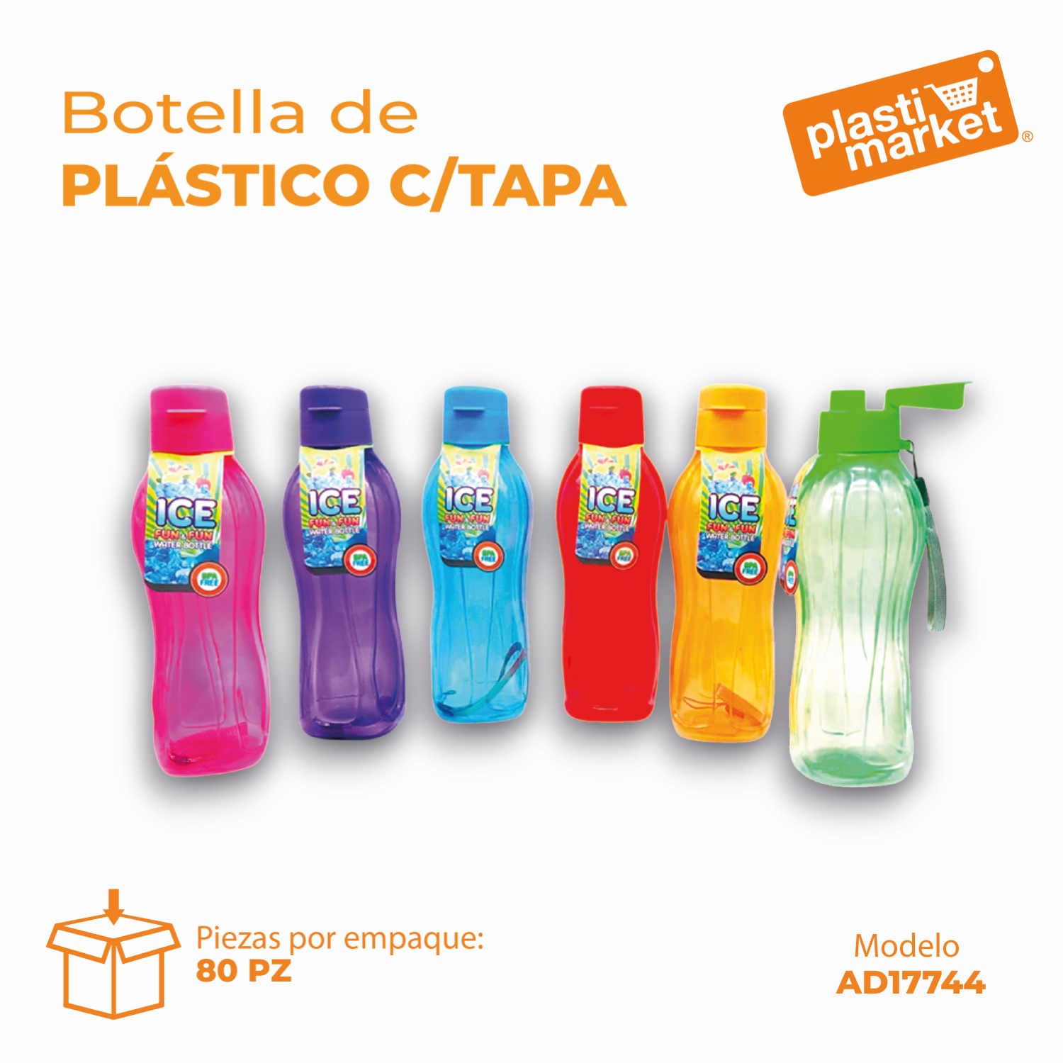 AD-1774-4 BOTELLA DE PLASTICO C/TAPA