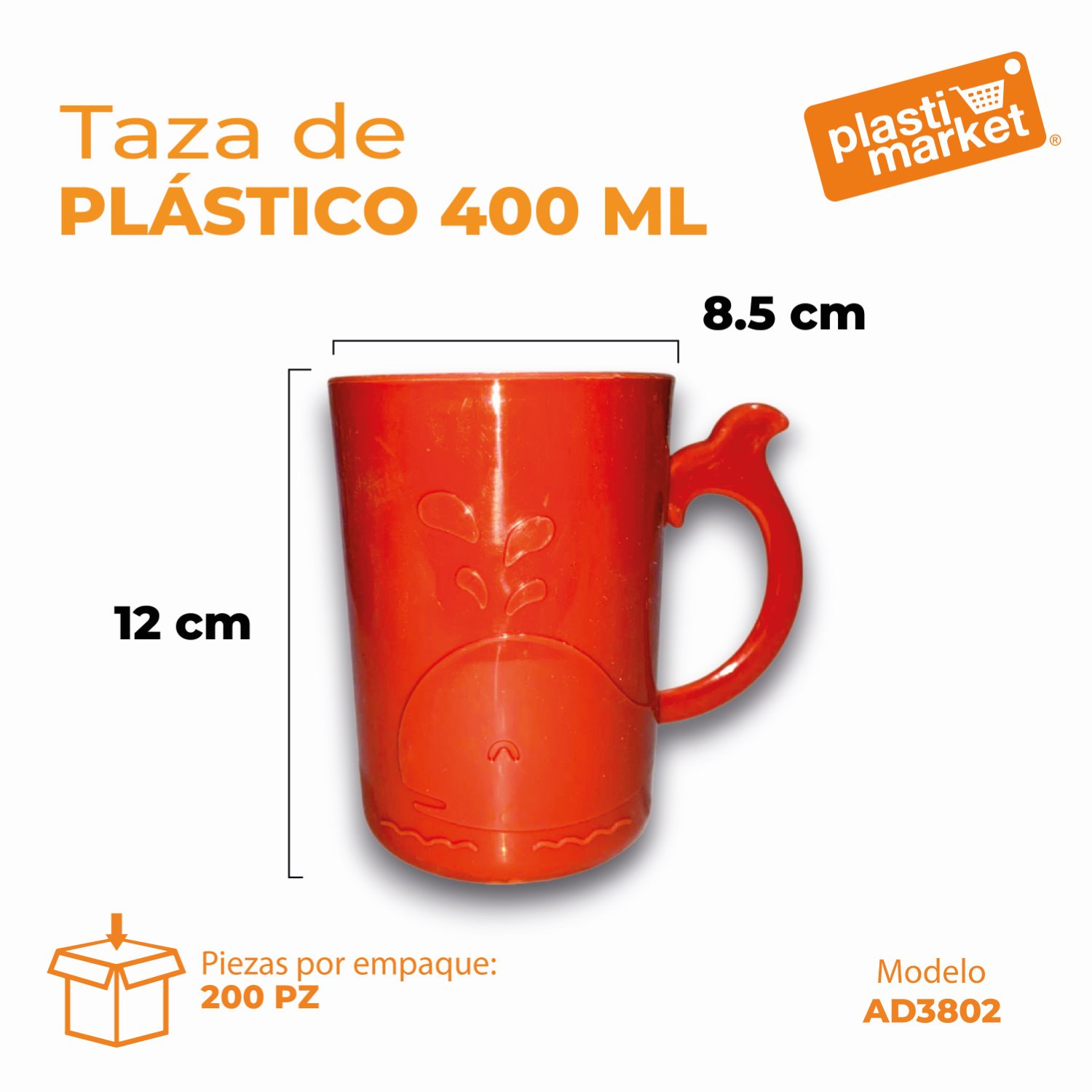 AD-3802 TAZA DE PLASTICO 400 ML.