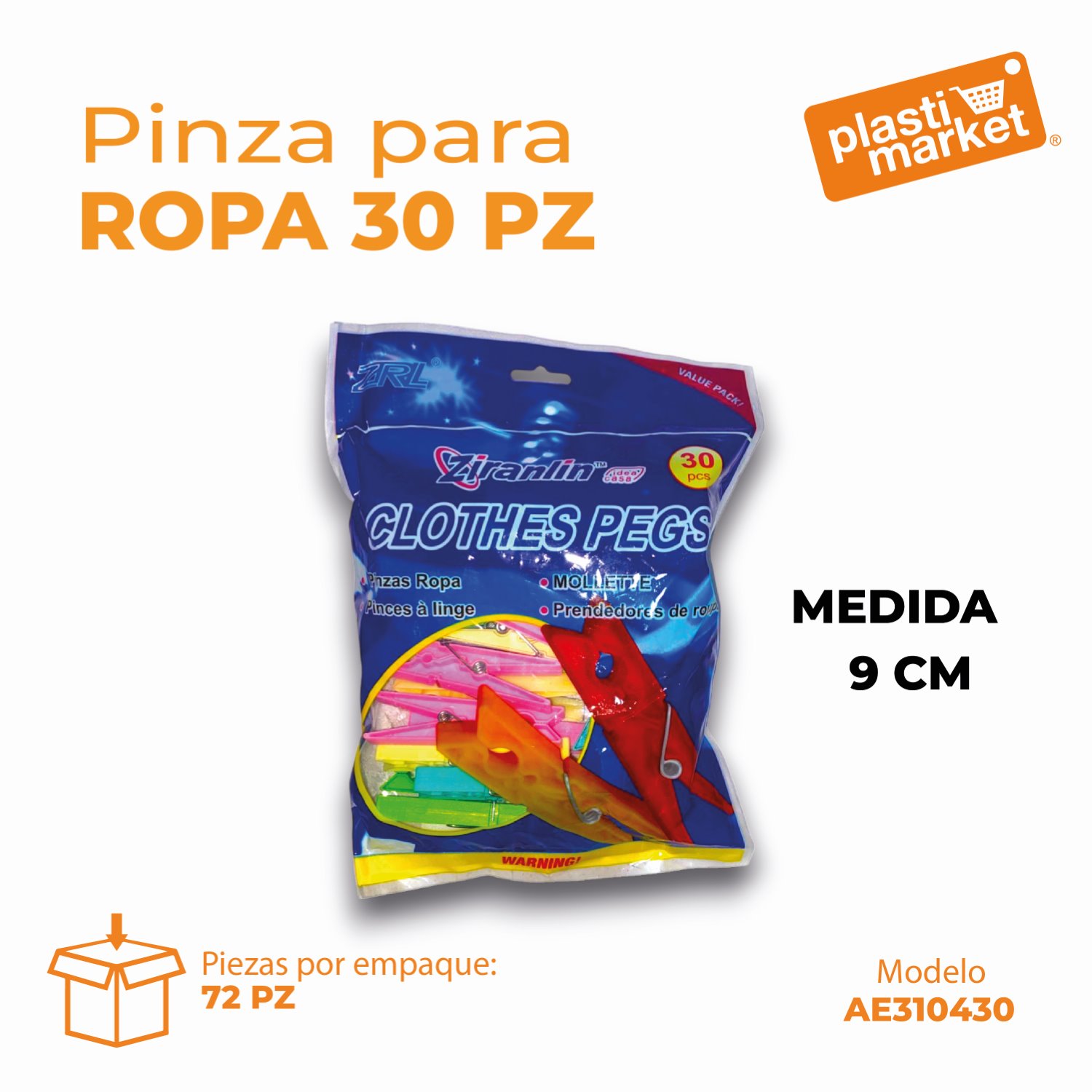 AE-3104-30 PINZA P/ROPA 30 PZ.