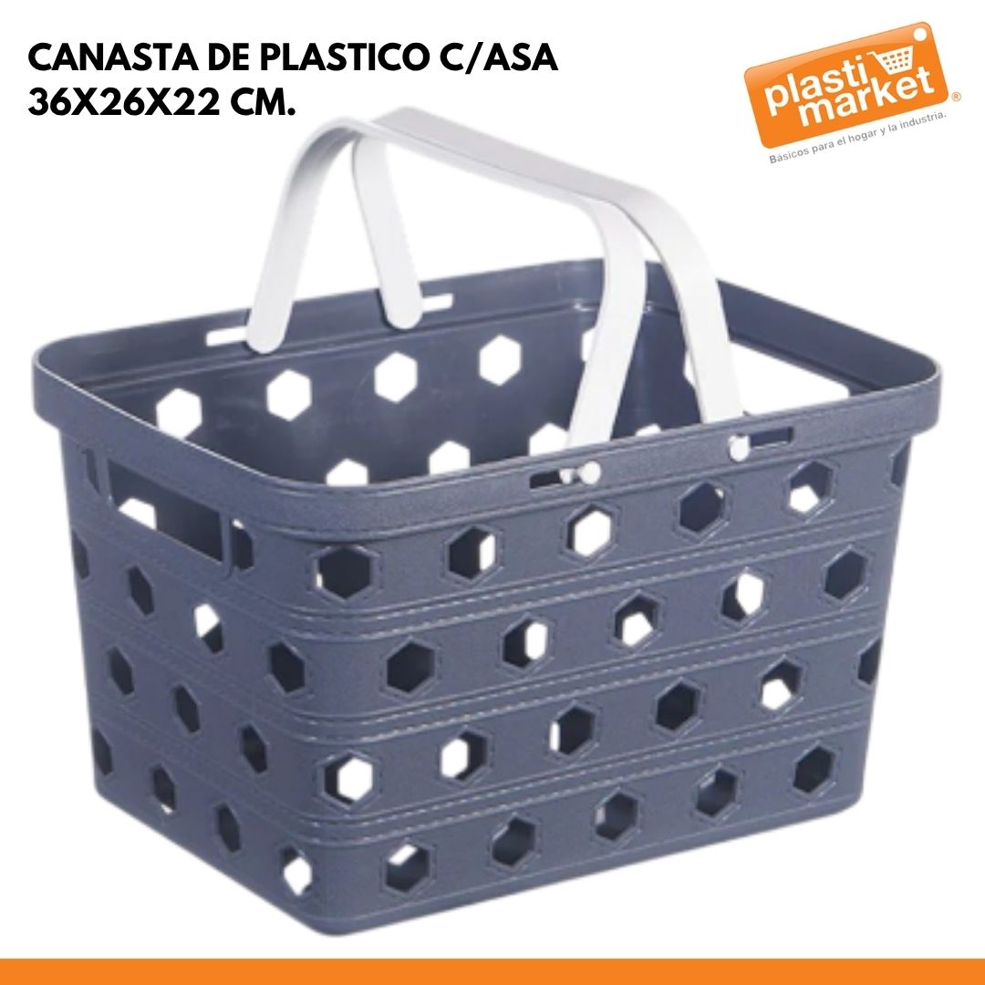 AK-1524-3 CANASTA DE PLASTICO C/ASA 36X26X22 CM.