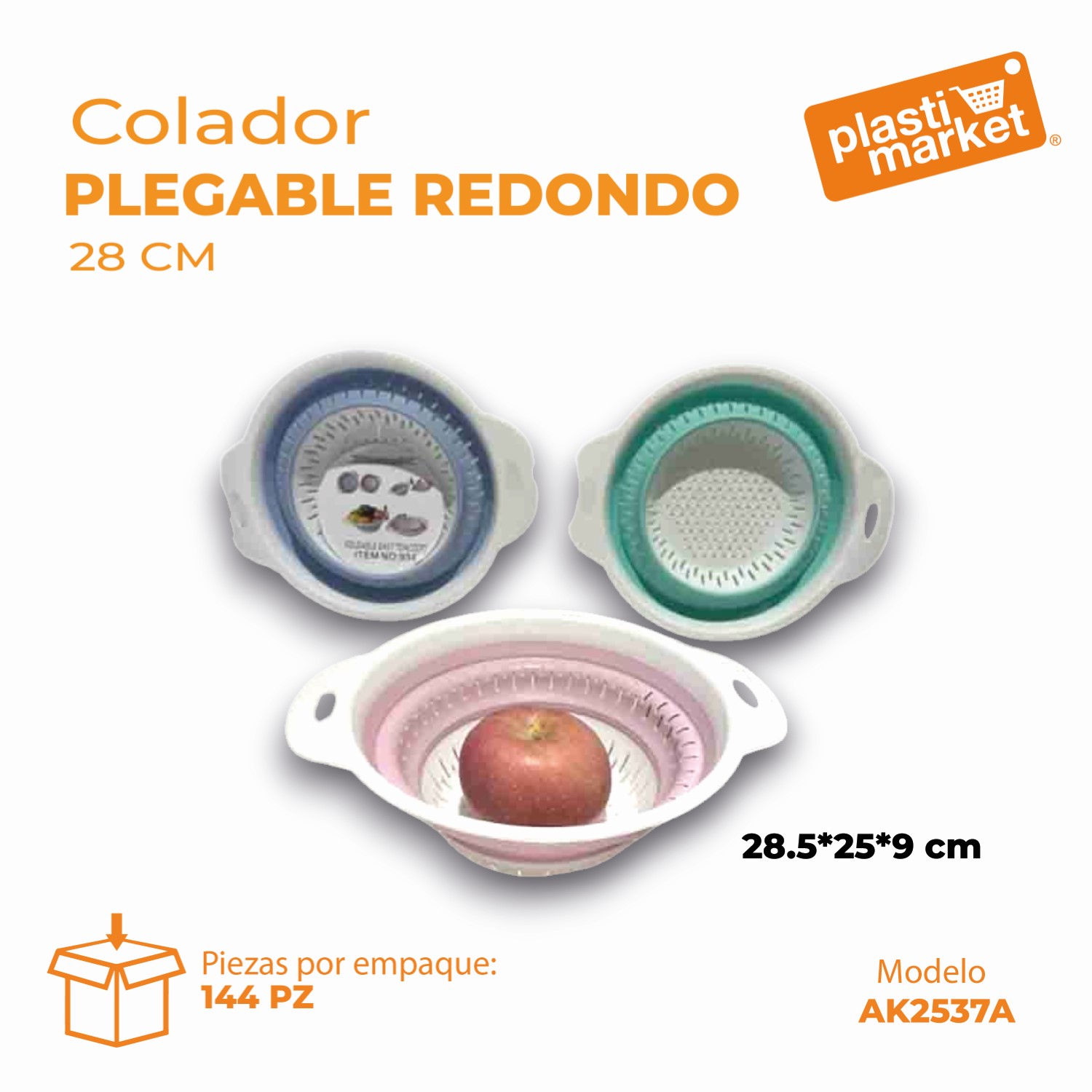 AK-2537A COLADOR PLEGABLE REDONDO 28 CM.