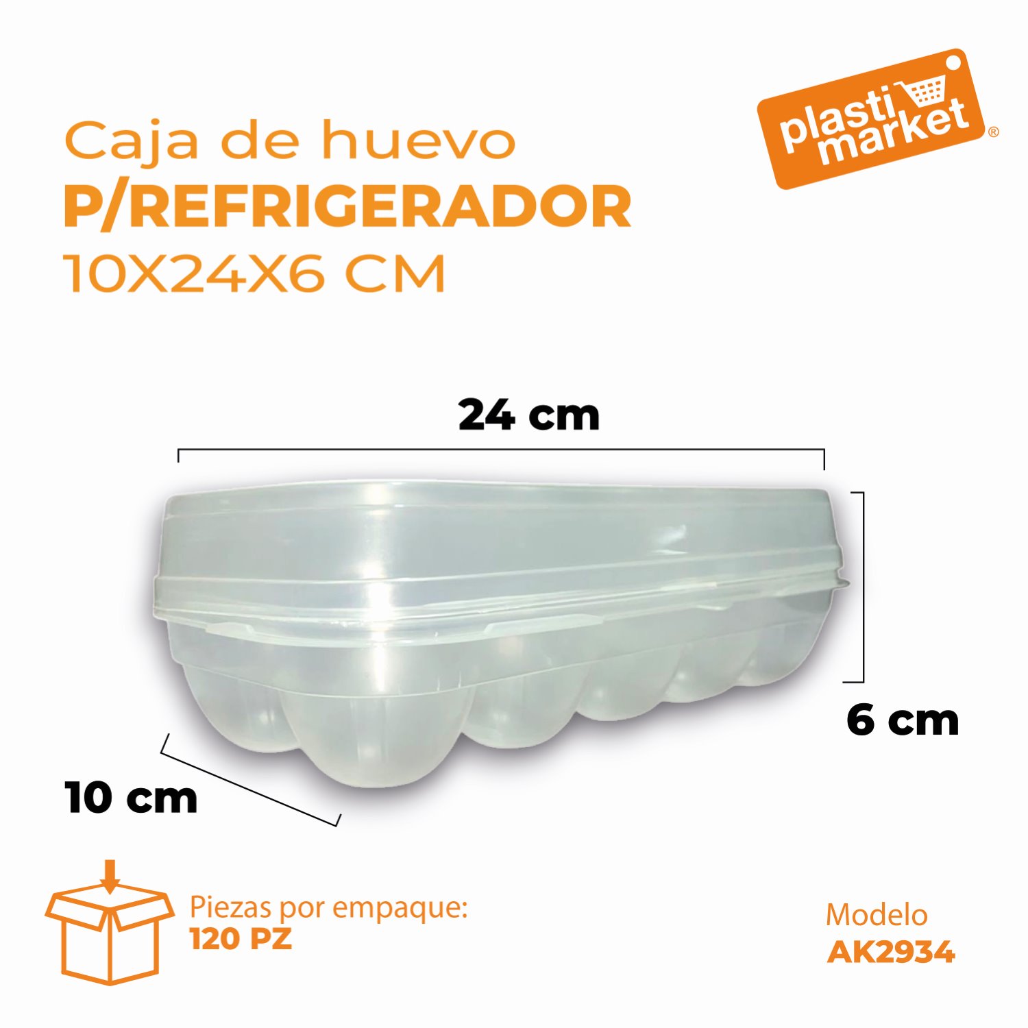AK-2934 CAJA DE HUEVOS P/REFRIGERADOR 10X24X6 CM.