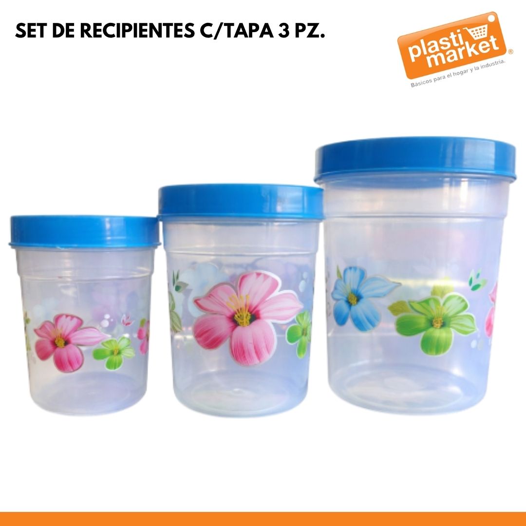 AK-3451-3 SET DE RECIPIENTES C/TAPA 3 PZ.