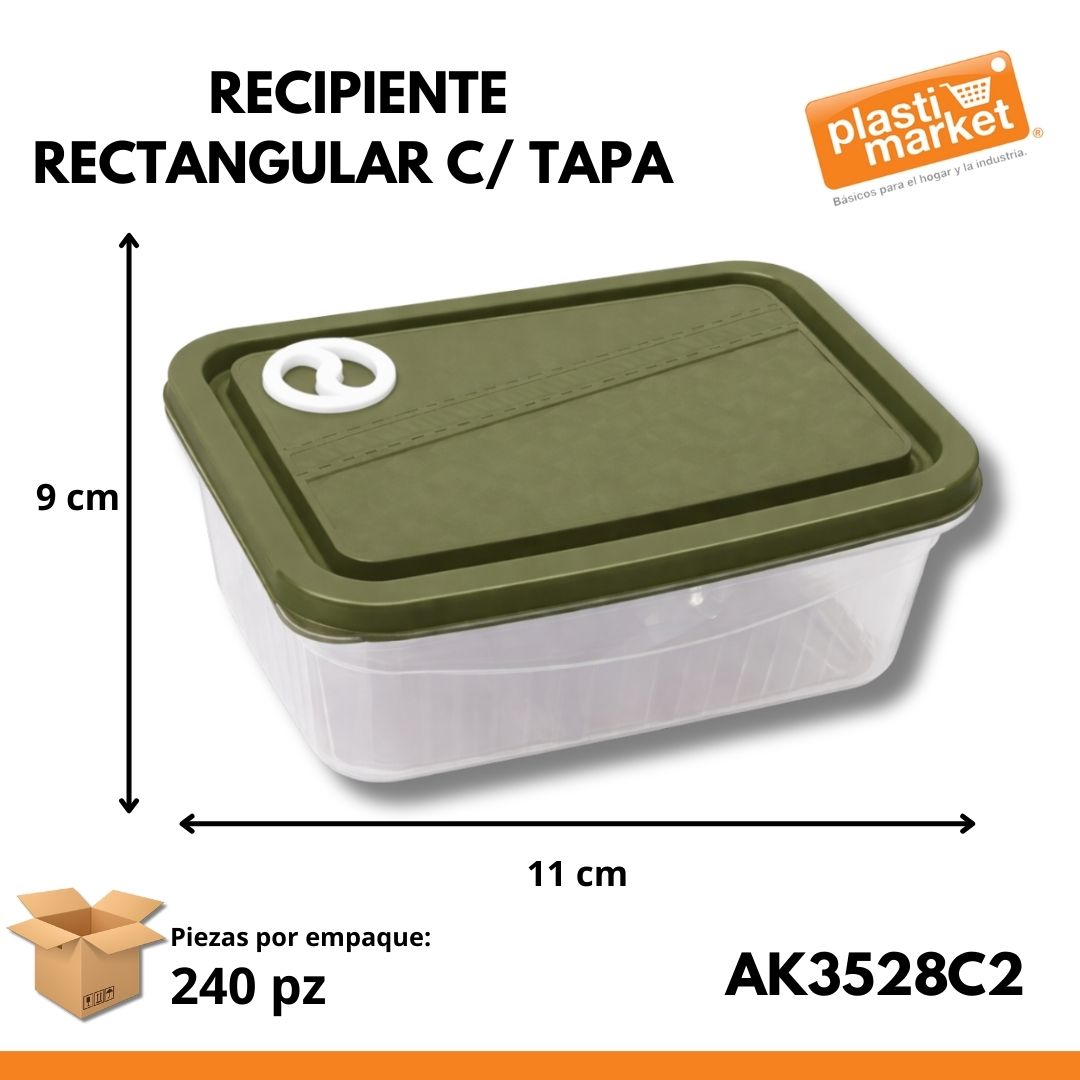 AK-3528C-2 RECIPIENTE RECTANGULAR C/TAPA