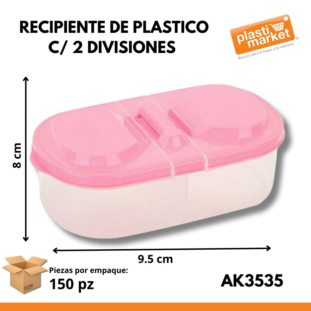 AK-3535 RECIPIENTE DE PLASTICO C/2 DIVISIONES
