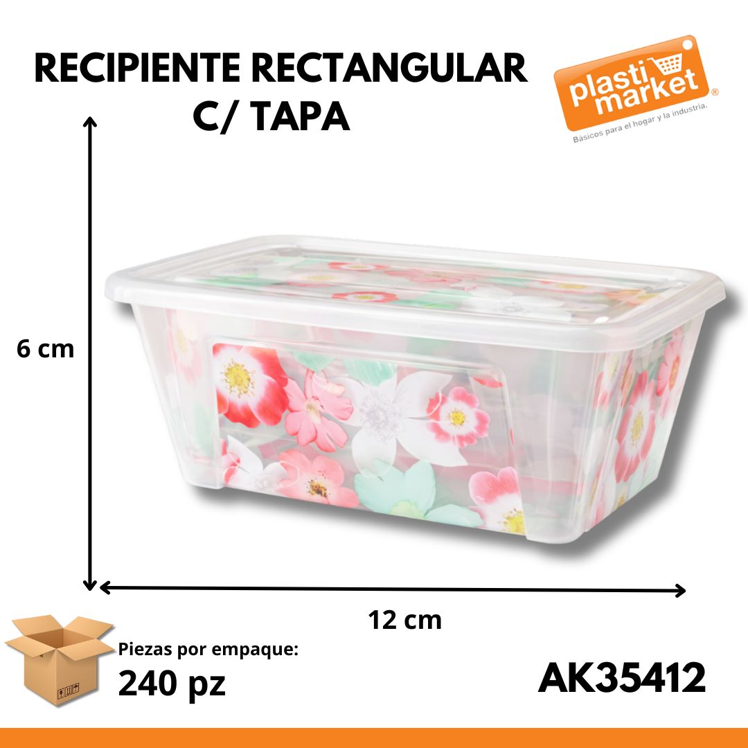 AK-3541-2 RECIPIENTE RECTANGULAR C/TAPA
