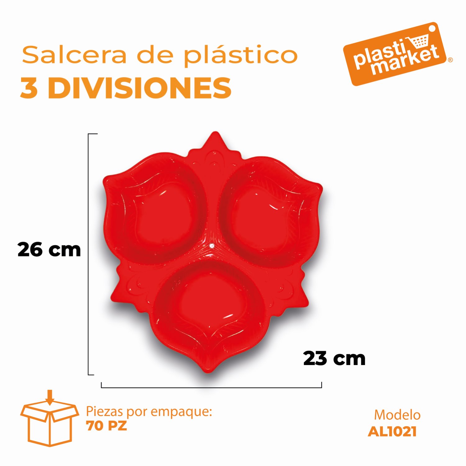 AL-1021 SALCERA DE PLASTICO 3 DIVISIONES