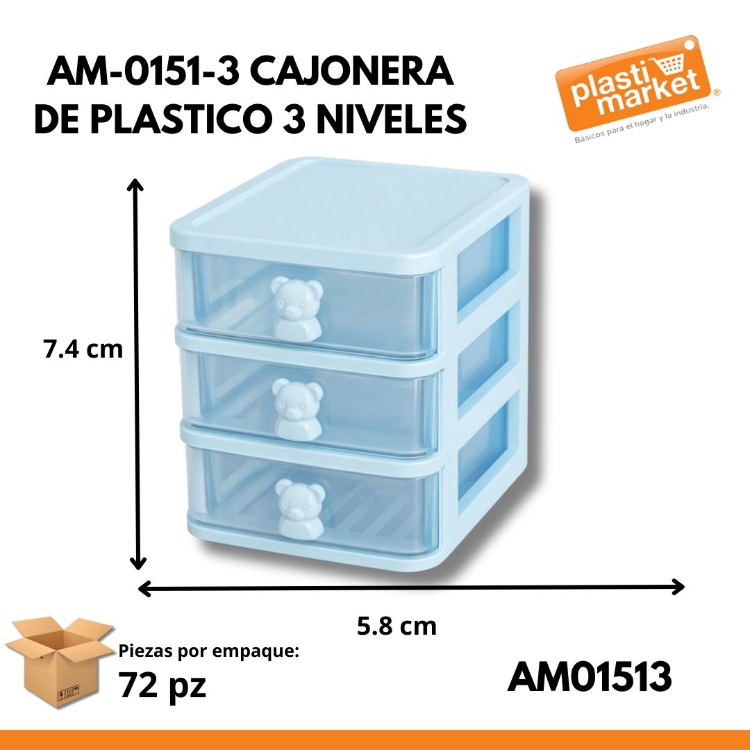 AM-0151-3 CAJONERA DE PLASTICO 3 NIVELES