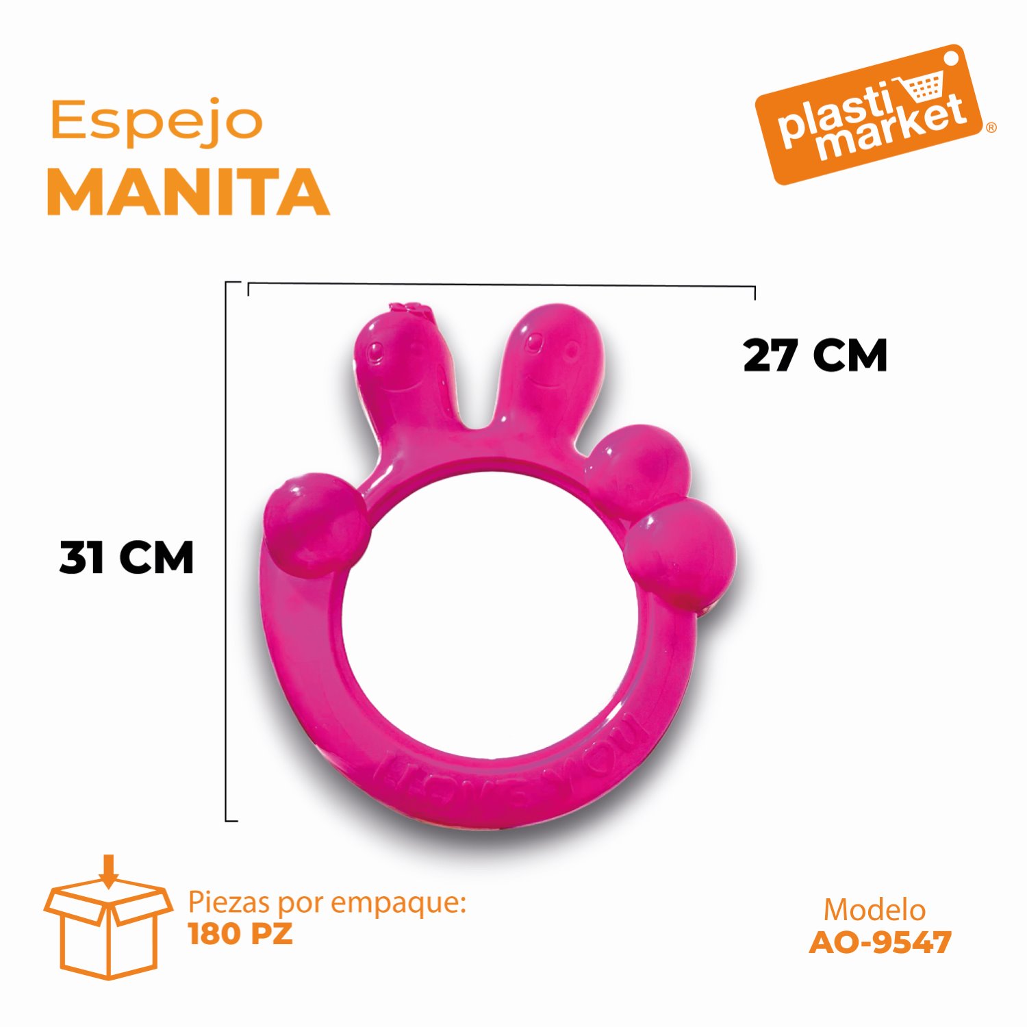 AO-9547 ESPEJO MANITA 31X27 CM.