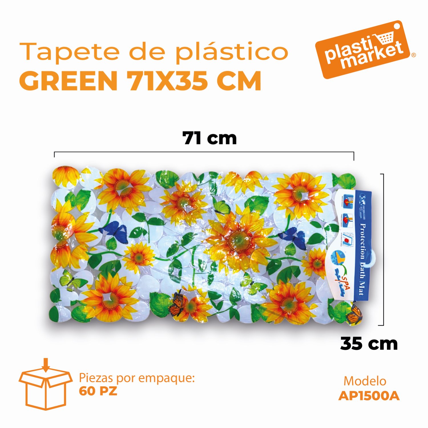 AP-1500A TAPETE DE PLASTICO GREEN 71X35 CM.