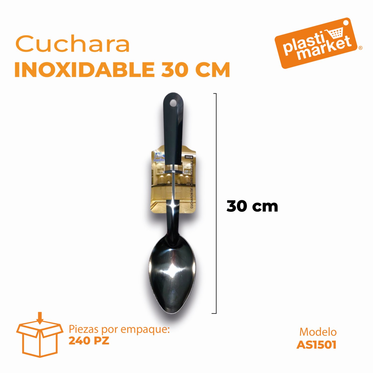 AS-1501 CUCHARA INOXIDABLE 30 CM.
