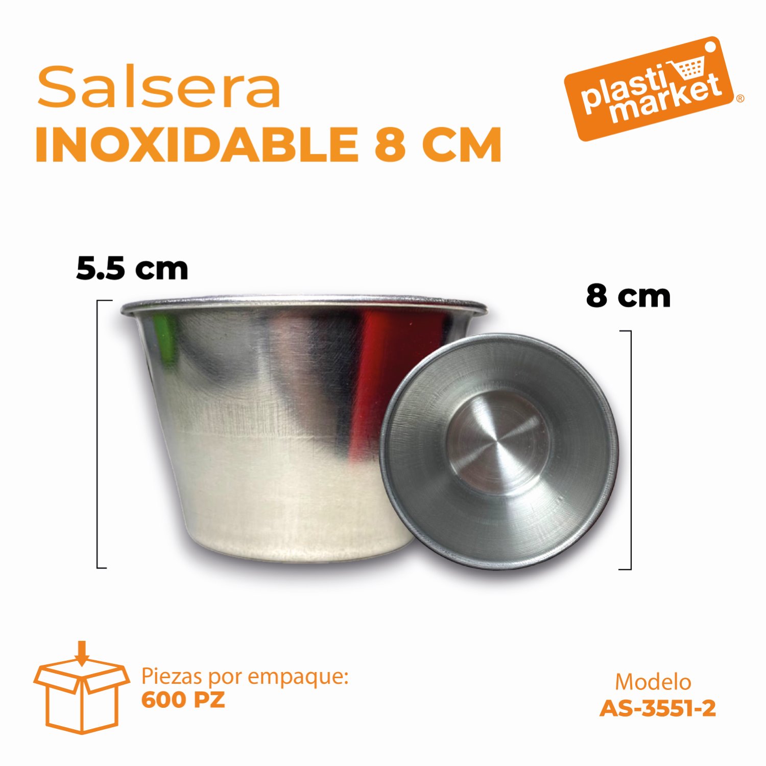 AS-3551-2 SALCERA INOXIDABLE 8 CM.