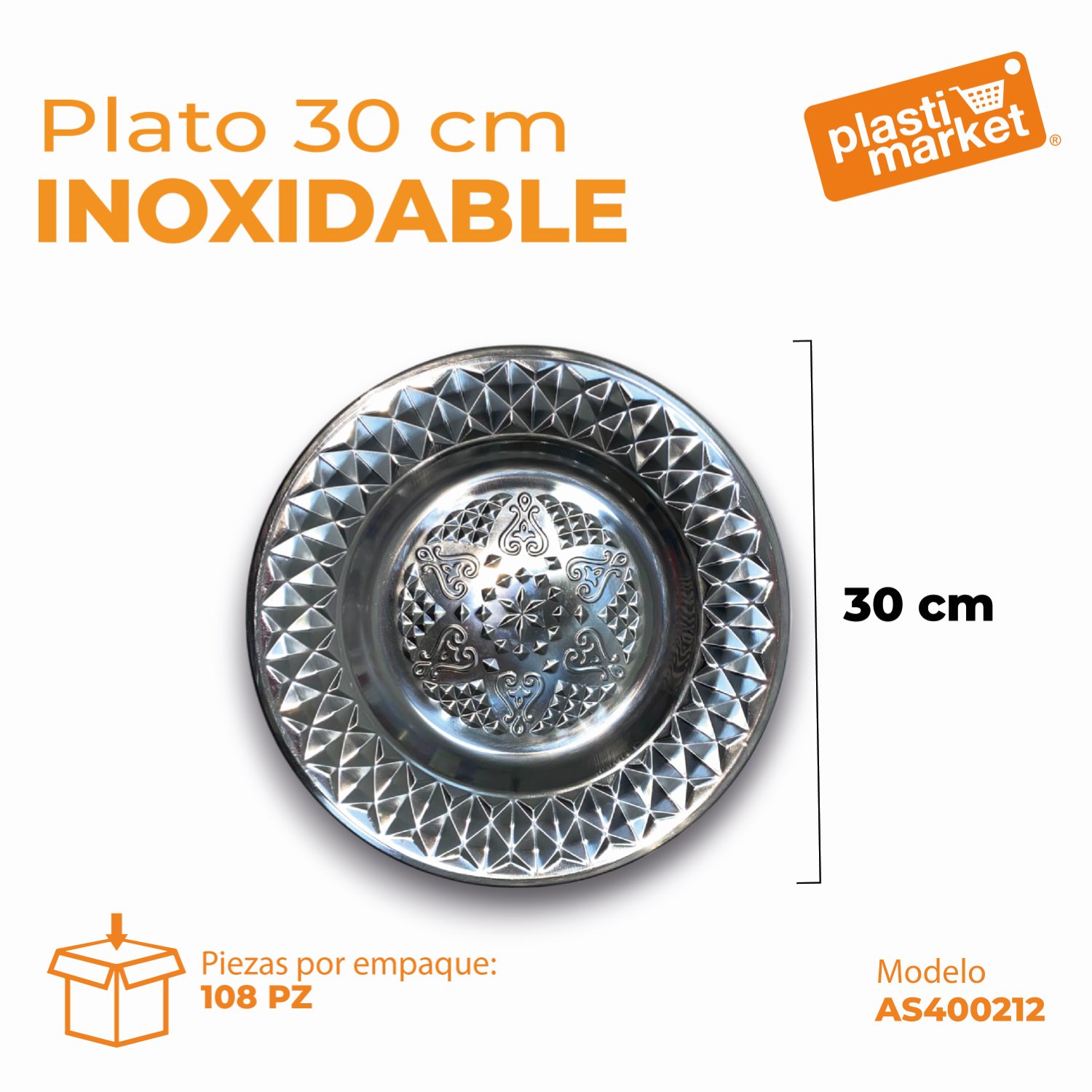 AS-4002-12 PLATO INOXIDABLE 30 CM.