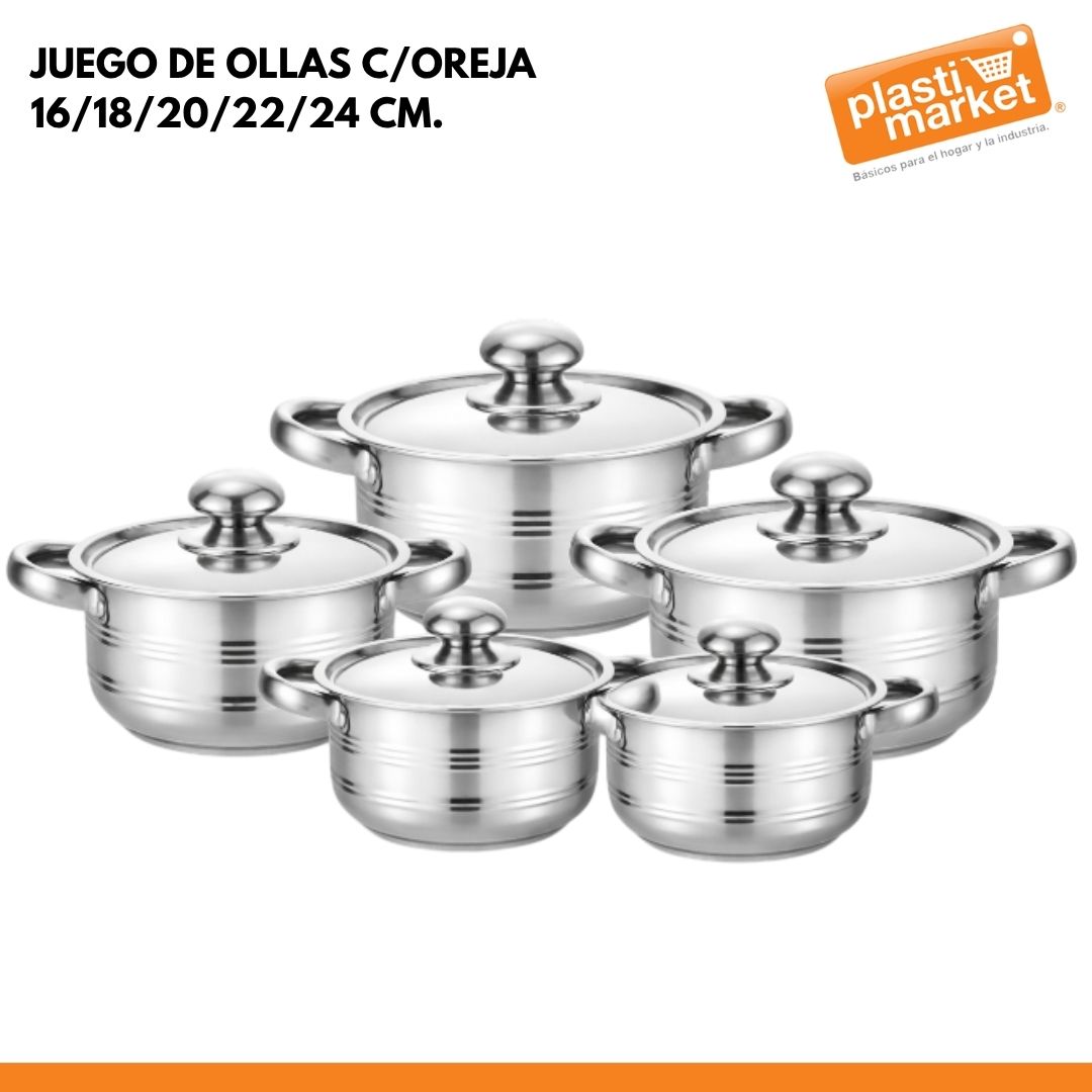 AS-8510 JUEGO DE OLLAS C/OREJA 16/18/20/22/24 CM.