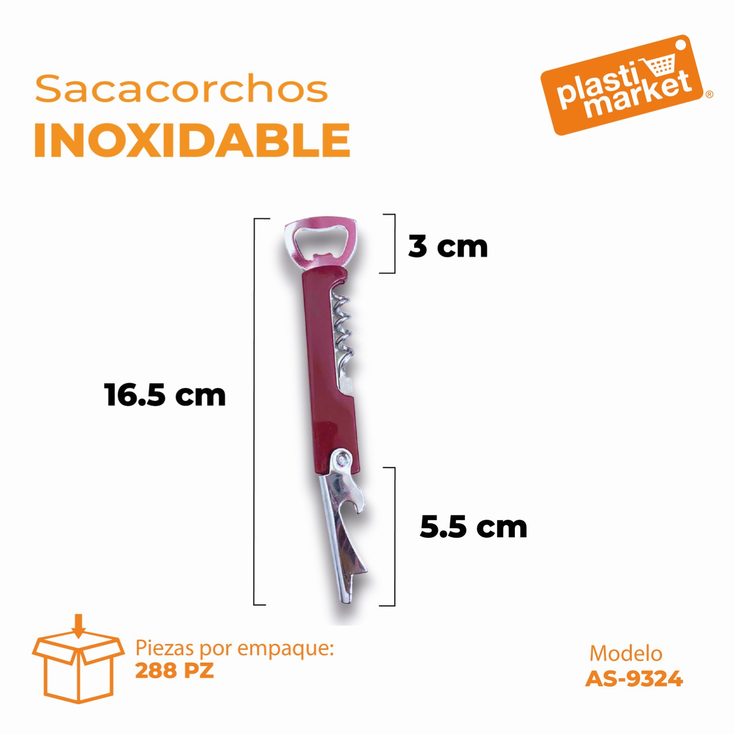 AS-9324 SACACORCHOS INOXIDABLE