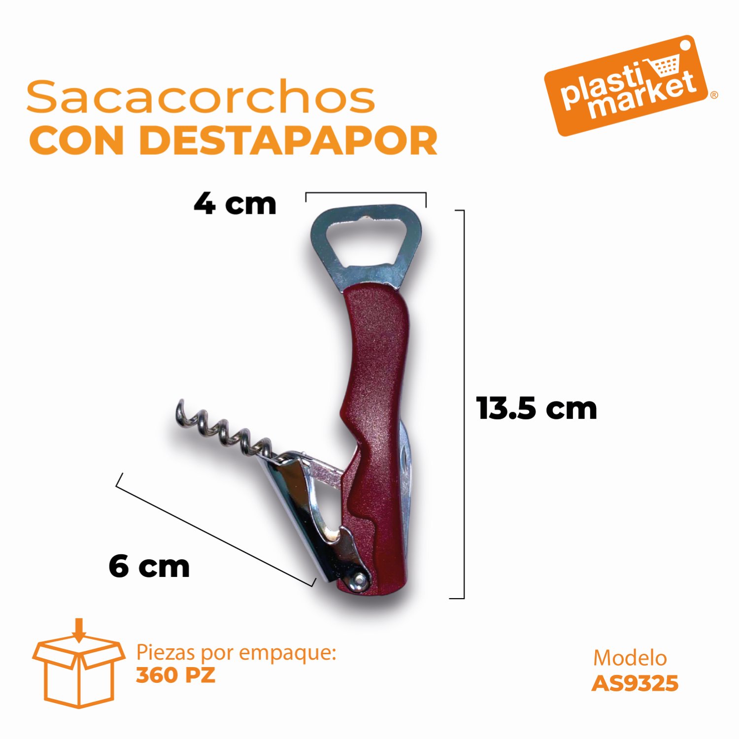 AS-9325 SACACORCHOS C/DESTAPADOR
