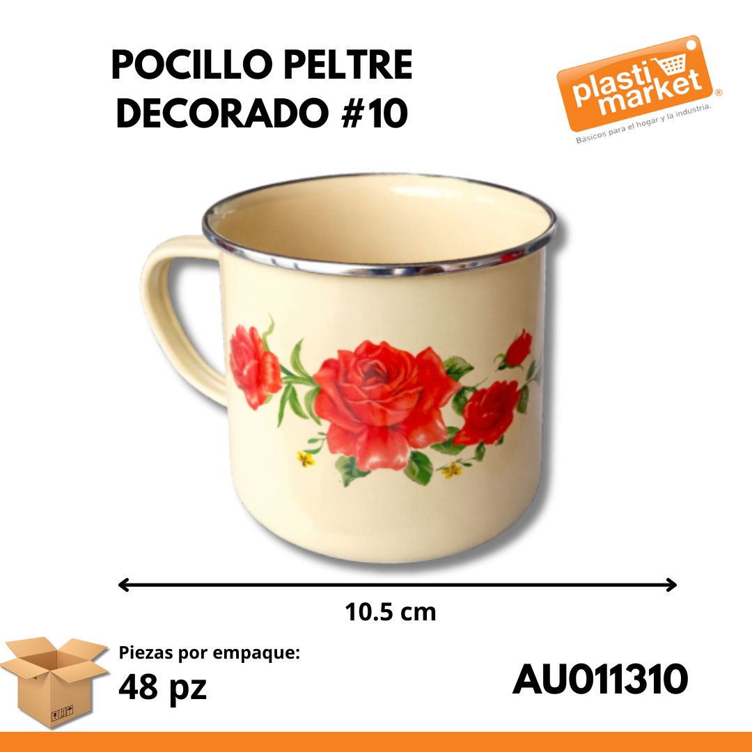 AU-0113-10 POCILLO PELTRE DECORADO #10