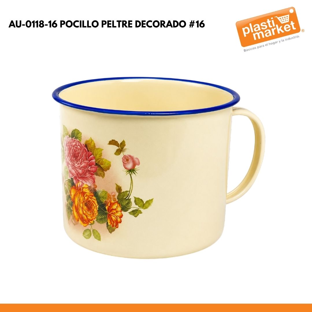 AU-0118-16 POCILLO PELTRE DECORADO #16
