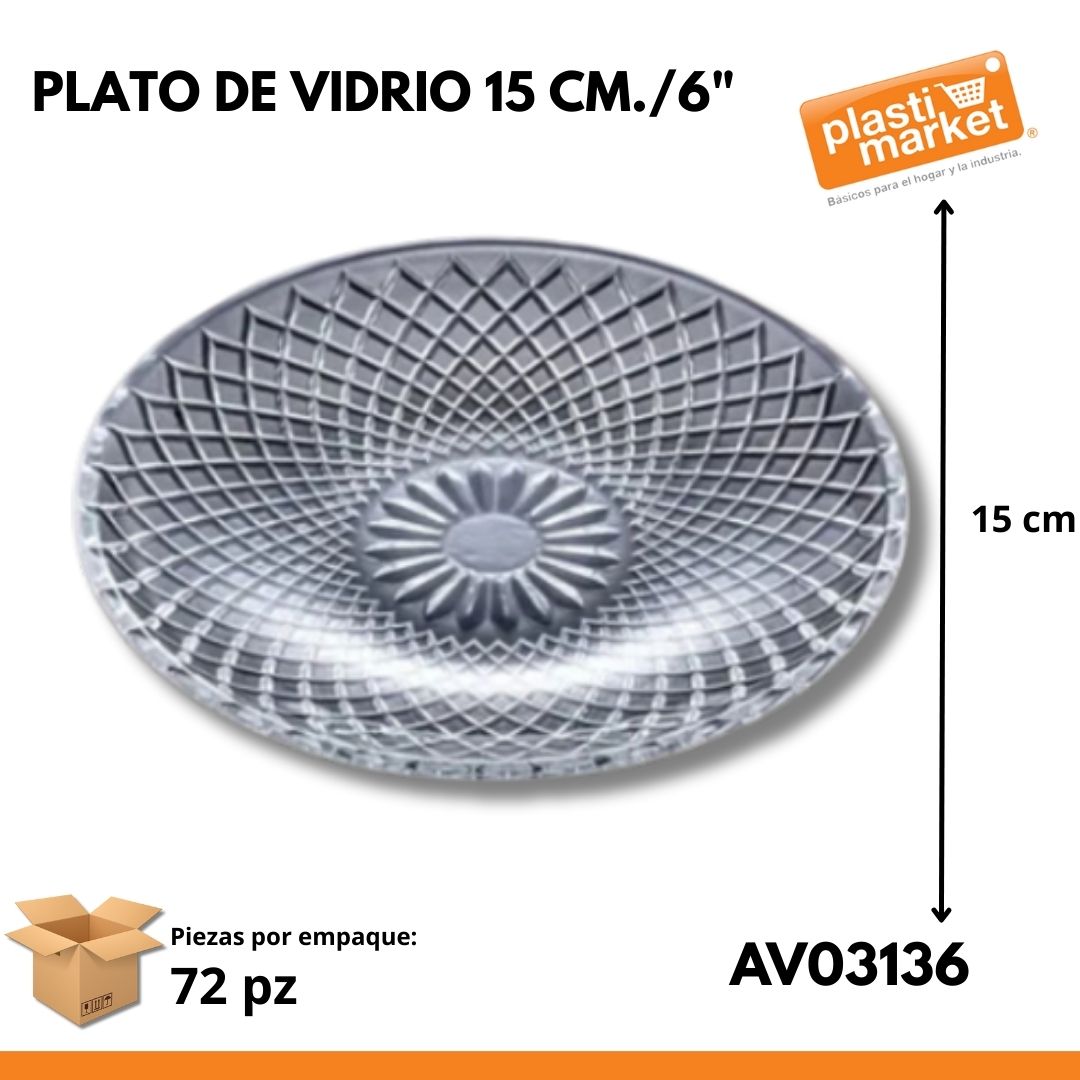AV-0313-6 PLATO DE VIDRIO 15 CM./6"