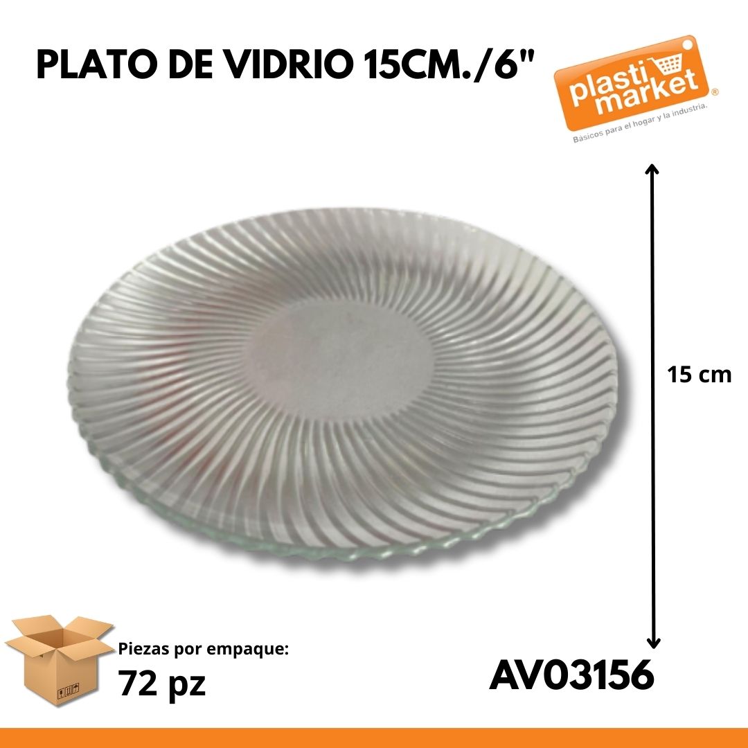 AV-0315-6 PLATO DE VIDRIO 15 CM./6"