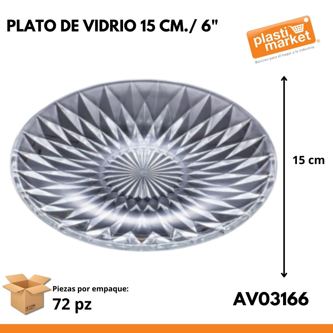 AV-0316-6 PLATO DE VIDRIO 15 CM./6"
