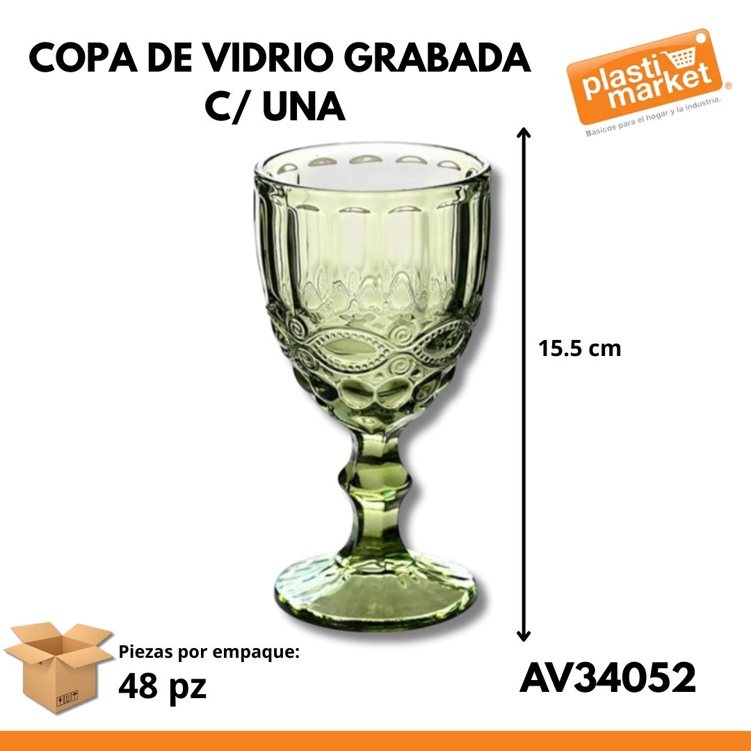 AV-3405-2 COPA DE VIDRIO GRABADA C/UNA
