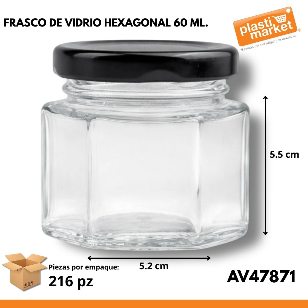 AV-4787-1 FRASCO DE VIDRIO HEXAGONAL