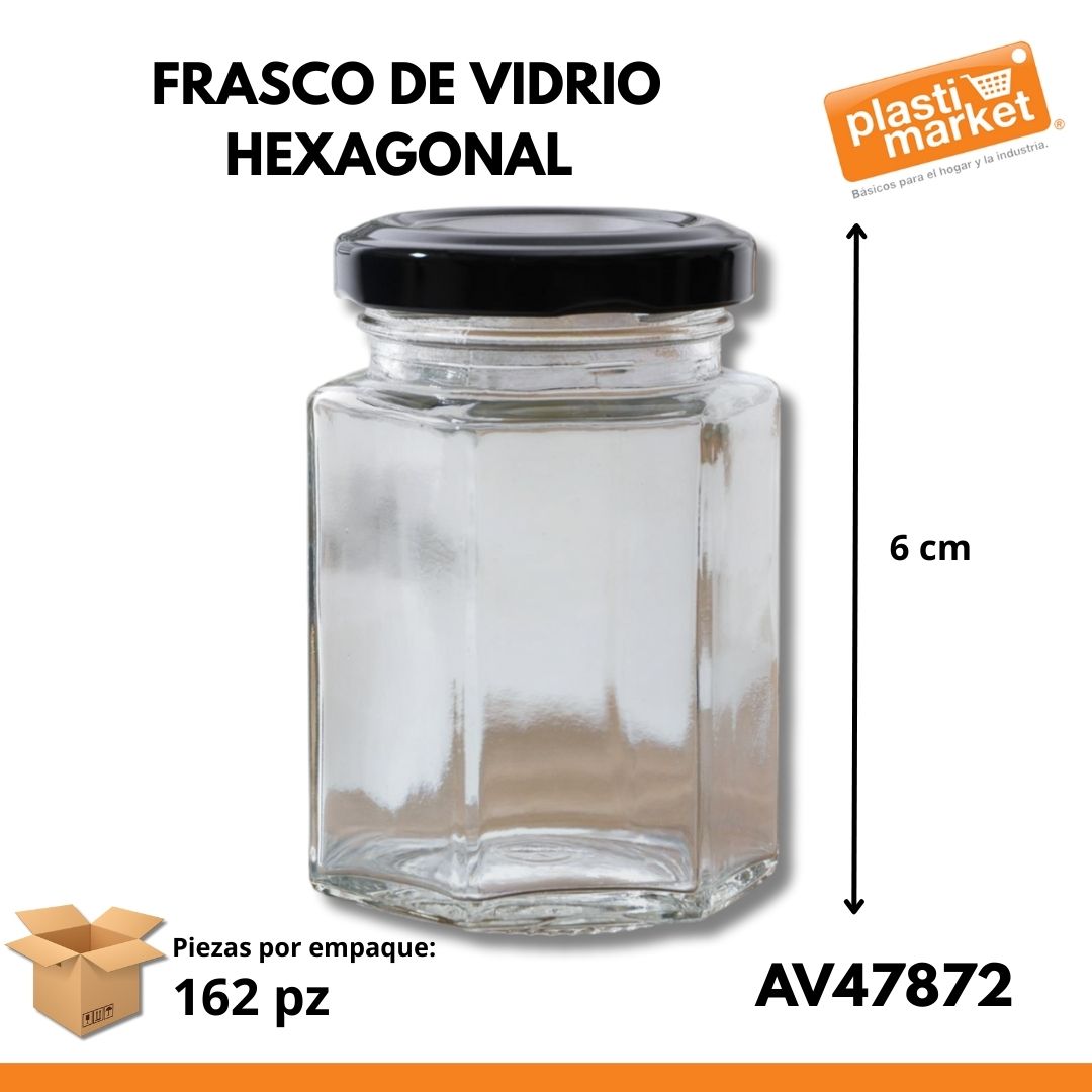 AV-4787-2 FRASCO DE VIDRIO HEXAGONAL