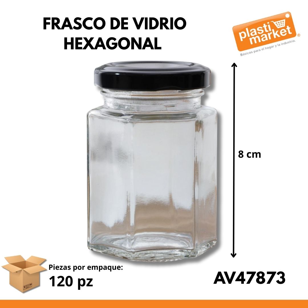 AV-4787-3 FRASCO DE VIDRIO HEXAGONAL