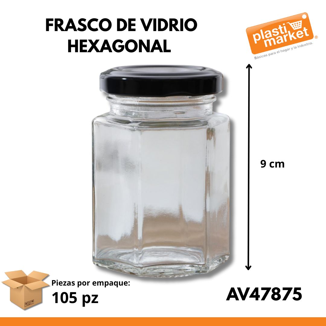 AV-4787-5 FRASCO DE VIDRIO HEXAGONAL