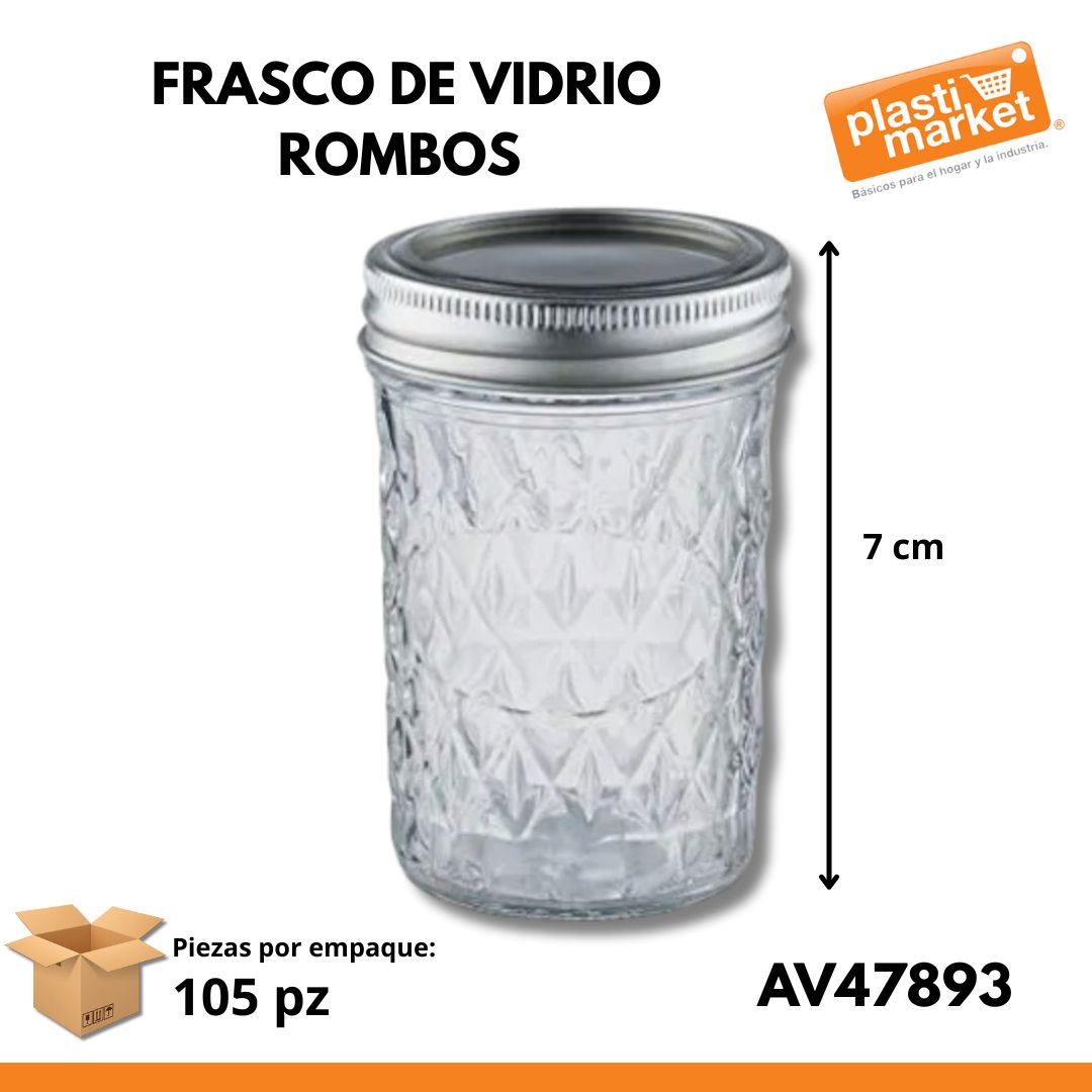 AV-4789-3 FRASCO DE VIDRIO ROMBOS