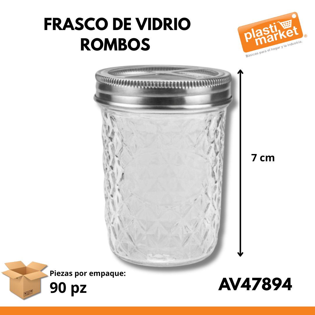 AV-4789-4 FRASCO DE VIDRIO ROMBOS