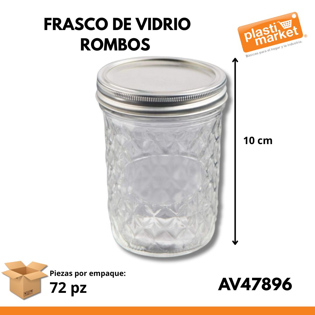 AV-4789-6 FRASCO DE VIDRIO ROMBOS