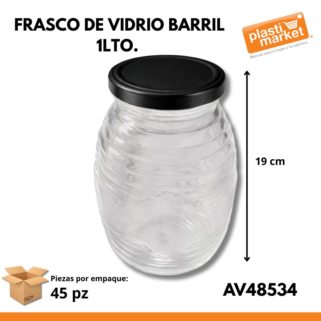 AV-4853-4 FRASCO DE VIDRIO BARRIL 1 LTO.