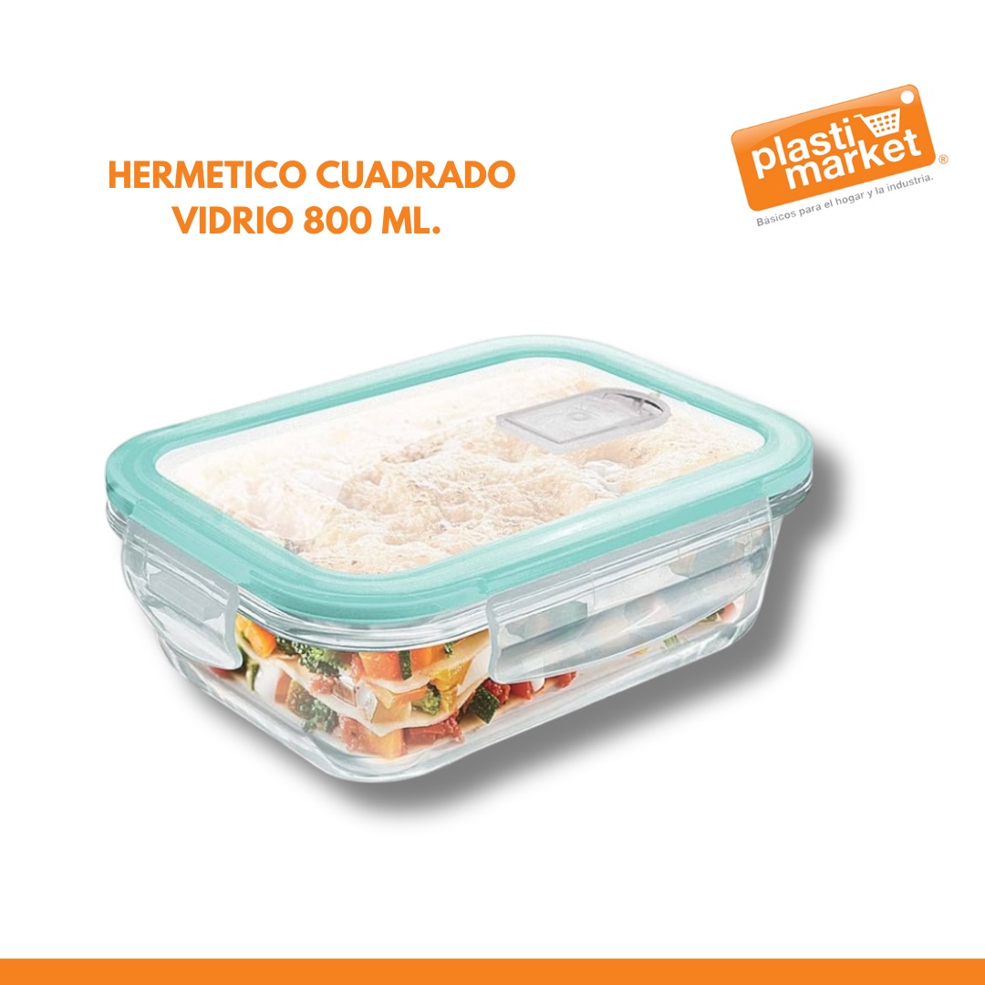 AV-8602-3 HERMETICO CUADRADO VIDRIO 800 ML.