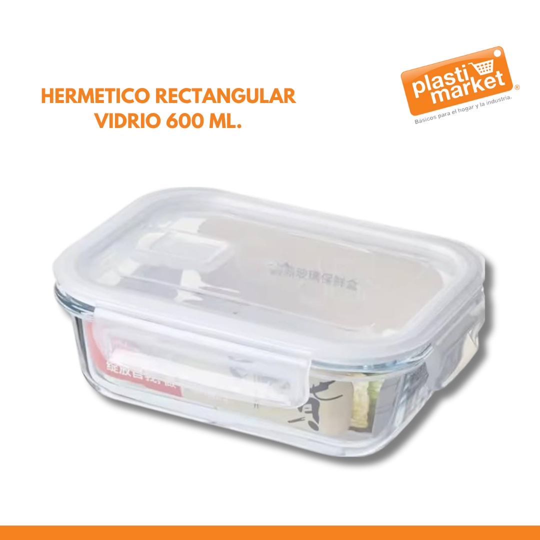 AV-8603-2 HERMETICO RECTANGULAR VIDRIO 600 ML.