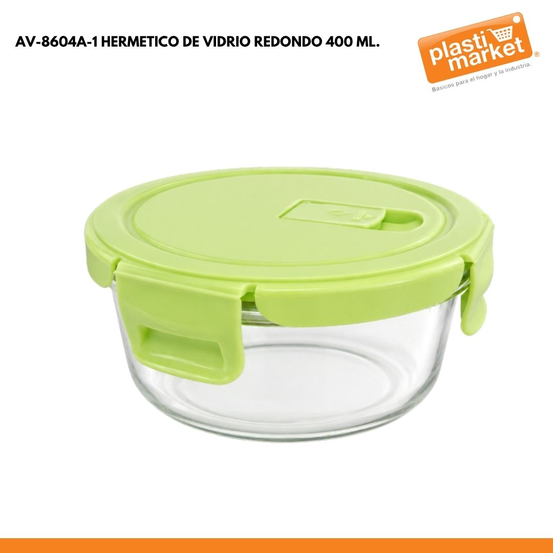 AV-8604A-1 HERMETICO DE VIDRIO REDONDO 400 ML.