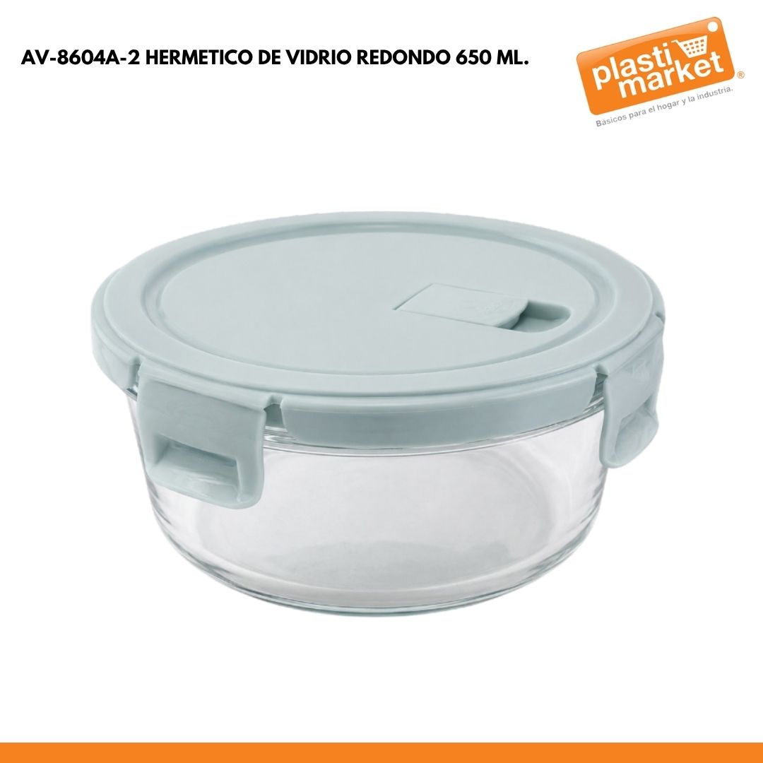 AV-8604A-2 HERMETICO DE VIDRIO REDONDO 650 ML.