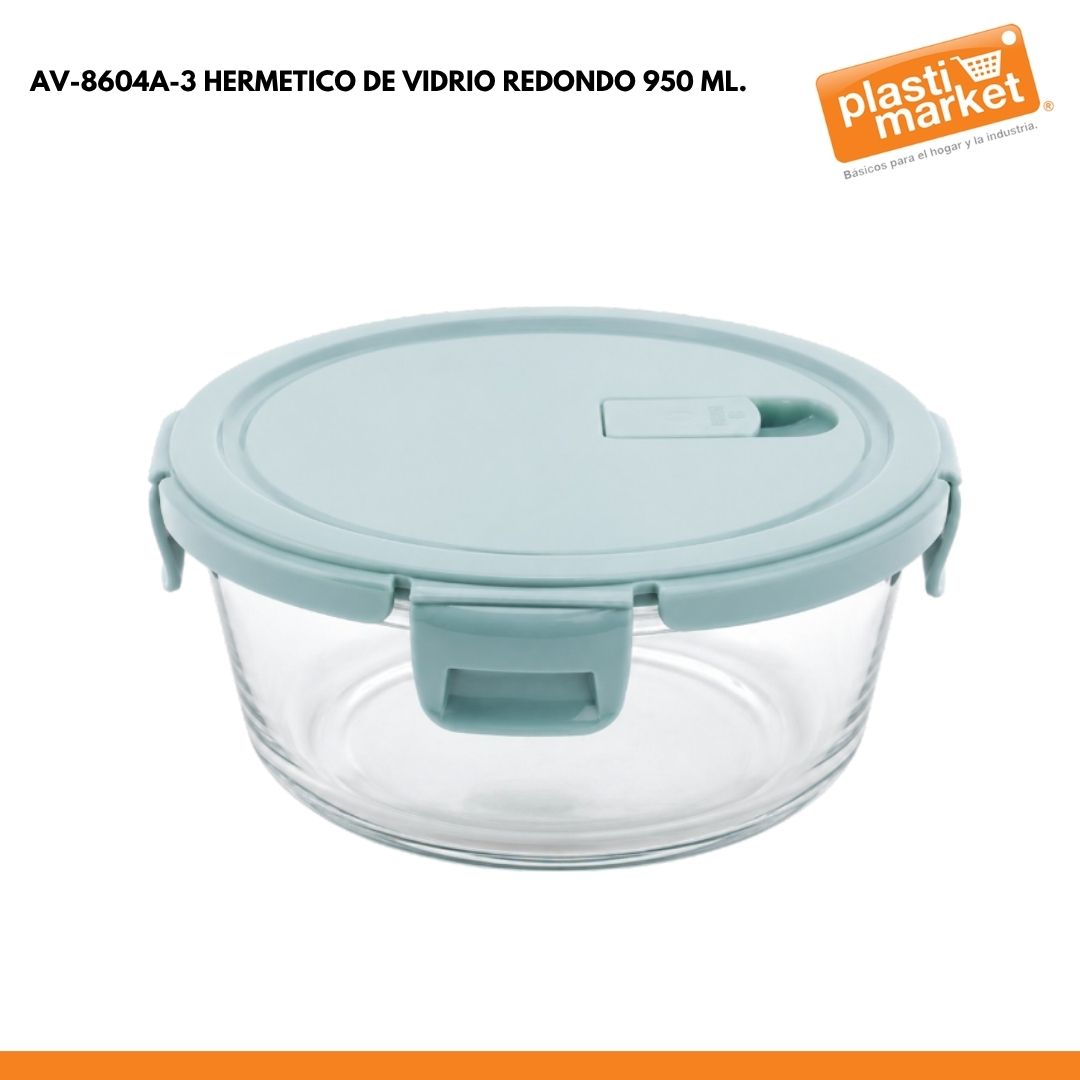 AV-8604A-3 HERMETICO DE VIDRIO REDONDO 950 ML.